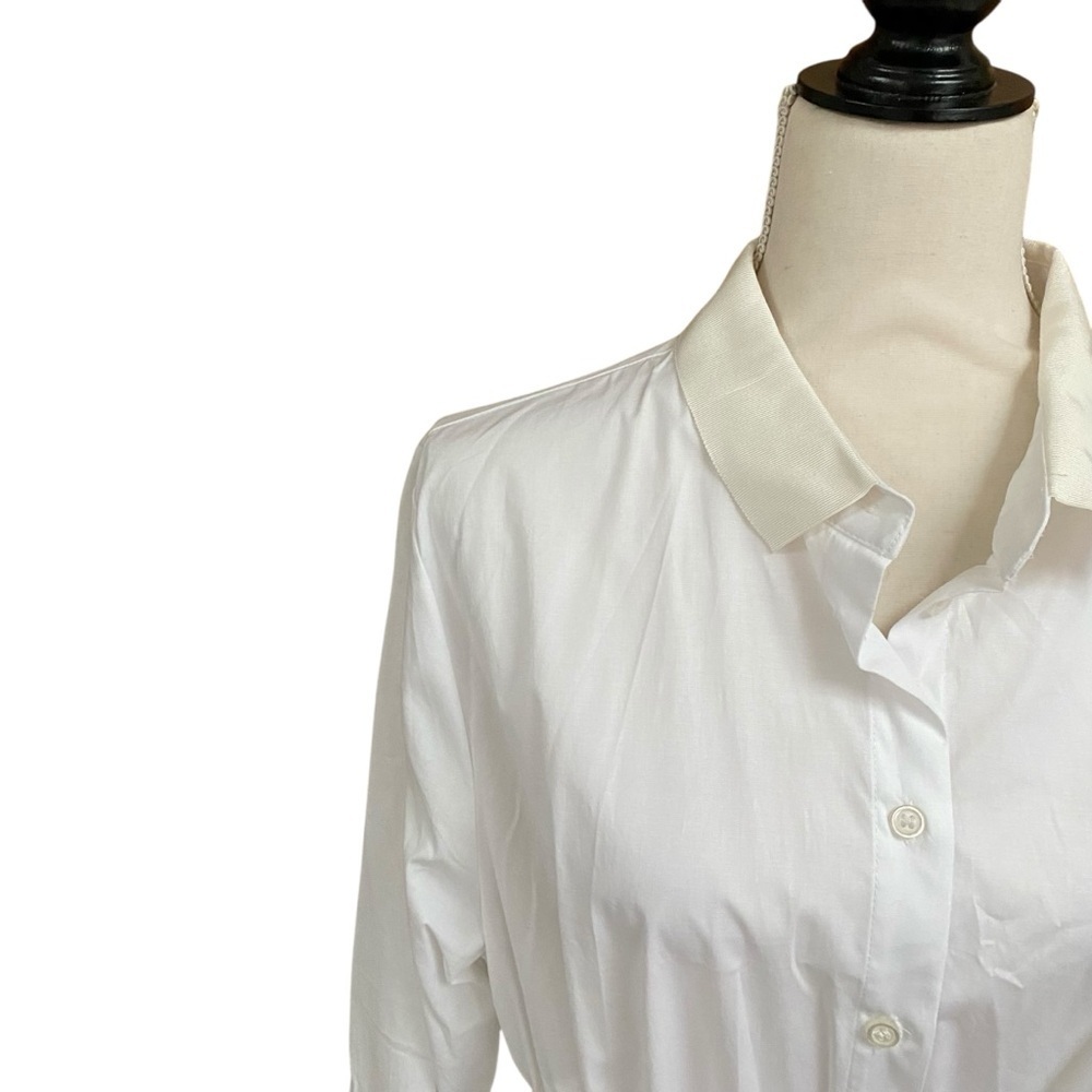 Dubgee by Whoopi NWT White Hi-Low Belted Shirt Dress Tunic XL Cotton - Picture 3 of 13